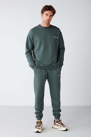 Raırok Erkek Içi Polarlı Comfort Oversize Nakışlı Koyu Yeşil Sweatshirt