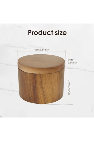 Jeemson Akasya Ahşap Baharat Depolama Kavanozu, Manyetik Döner Kapak Ve Kaşık İle Tuz-biber Saklama Kutusu Ahşap