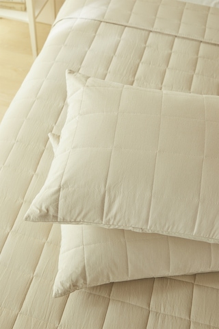 Ocean Home Textile %100 Pamuk Kumaş Kapitoneli Bej Çok Amaçlı Çift Kişilik Yatak Örtüsü Seti 1 Adet 250 X 230 / 2 Adet 50 X 70 Cm