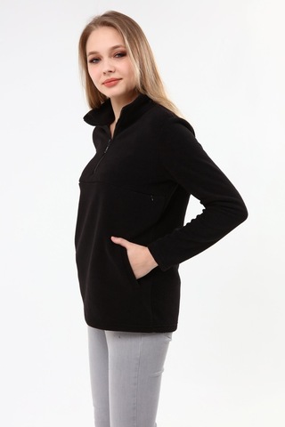 Luvmabelly Myra4550 Fermuarlı Emzirme Polar -Siyah