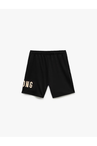 Koton Viskon Karışımlı Beli Bağcıklı Baskılı Bermuda Oversize Spor Şort Siyah 5sam40023nk Siyah