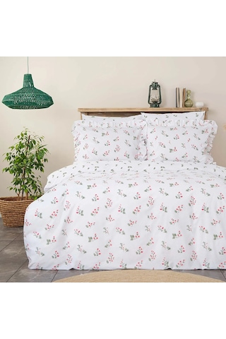 Karaca Home Silvie Fırfırlı %100 Pamuk Tek Kişilik Kişilik Nevresim Takımı Kırmızı Kırmızı
