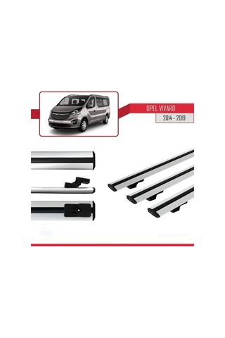 Opel Vivaro 2014-2019 Arası İle Uyumlu Basic Model Ara Atkı Tavan Barı Gri 3 Adet