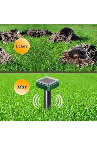 Hfambition Güneş Enerjili Ultrasonik Hayvan Kovucu - Sıçan Ve Yılan Engelleme Cihazı, Dış Mekan Kullanıma Uygun, Yeşil Kare Tasarım, 6 Adet Paket