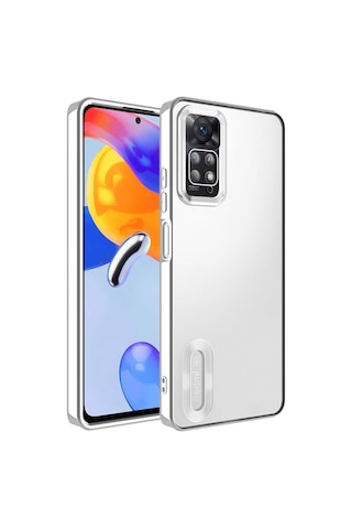 Xiaomi Redmi Note 12 Pro 4g Kılıf Kamera Korumalı Logo Gösteren Zore Omega Kapak Gümüş