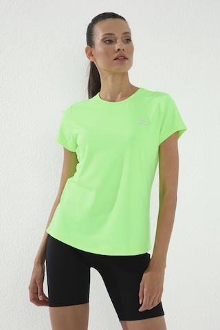 Neon Yeşil Basic Kısa Kol Standart Kalıp O Yaka Kadın T-shirt - 97144 Neon Yeşil