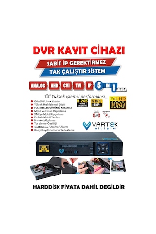 8 Kanal Ultra Hd H265 Dvr Kayıt Cihazı -hareket- Araç Ve İns
