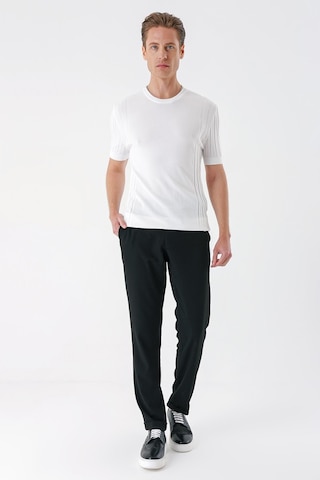 Efor Slim Fit Bisiklet Yaka Kısa Kol Beyaz Triko Tr 869 Beyaz