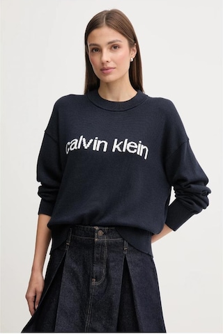 Calvin Klein Ck Lv047c311g Cotton Graphic Pullover Kadın Sweaters-11650 Gri