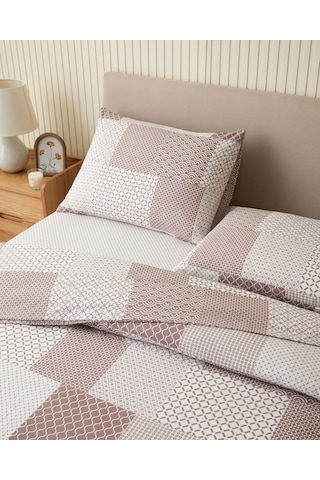 English Home Chain Patch Kolay Ütülenir Çift Kişilik Nevresim Takımı 200x220 Cm Mürdüm