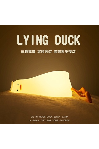 Samdoo Yatağa Yatan Ördek Usb Şarjlı Led Lamba, Silikon Malzeme, Telefon Tutucu, Çocuk Hediyesi, Dokunarak Açma-kapama Özelliği Diğer