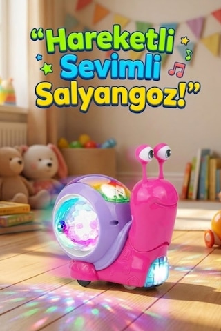 Hareketli Işıklı Müzikli Salyangoz Oyuncak - Bebek Emekleme Yardımcısı Eğitici Yürüyen Salyangoz Hayvanlar