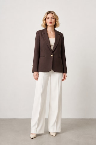 Bihan Store Kadın Tek Düğmeli Blazer Ceket 3 Düğme Kol Detaylı Y26-ce 414 - Kahverengi Kahve