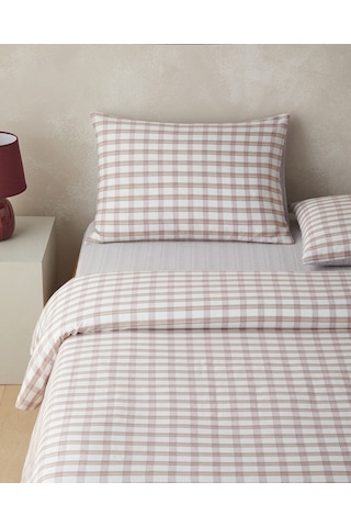 English Home Crispcheck İpliği Boyalı Çift Kişilik Çarşaflı Nevresim Takımı 200x220 Cm Turuncu Turuncu