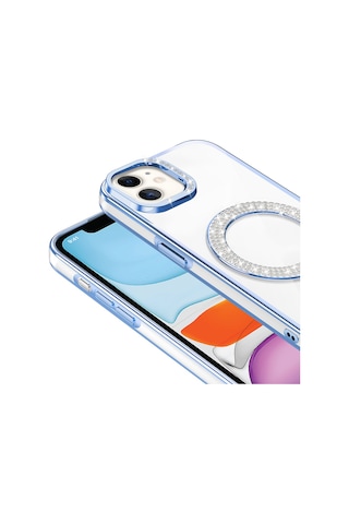 Teleplus Apple Uyumlu iPhone 11 Kılıf Karetta Diamod Taş Desenli Magsafeli Kapak