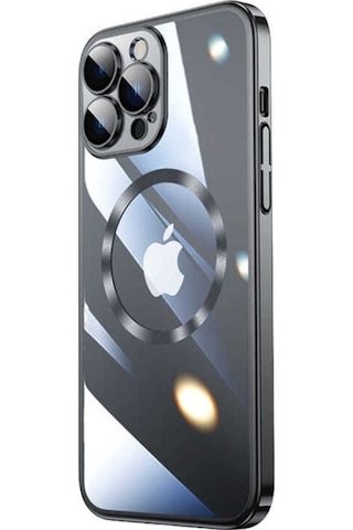 Apple Uyumlu iPhone 14 Pro Max Kılıf Wireless Şarj Özellikli Sert Pc Zore Riksos M-safe Kapak Siyah