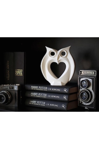 Kalp Detaylı Baykuş Biblo Modern Ve Dekoratif Figür