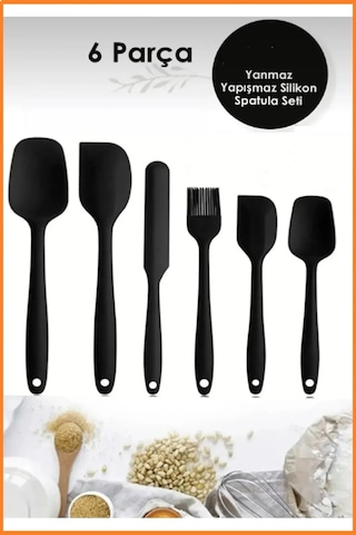 6 Adet Isıya Dayanıklı Yanmaz Yapışmaz Silikon Spatula Seti 6'l