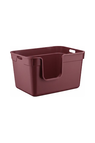 Pribor Yüksek Kenarlı Yarı Açık Kedi Tuvaleti, Geniş Ve Kolay Temizlenebilir 54 X 40 X 32 Cm Bordo
