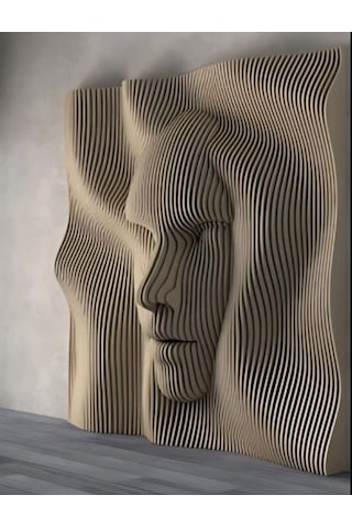 Parametric Dalgalı Ahşap Tablo Antrasit Ve Beyaz