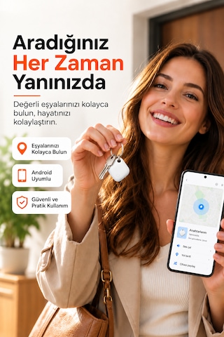 Kensa Airtag Apple iOS Uyumlu & Android Uyumlu Akıllı Takip Cihazı Sesli Bulma Özellikli Beyaz