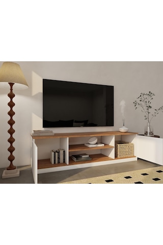 Bade Tv Ünitesi Marbella Kiraz Beyaz Renk Açık Kahverengi