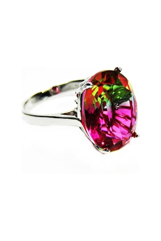 Gümüş Oval Turmalin Taşlı Kadın Yüzük