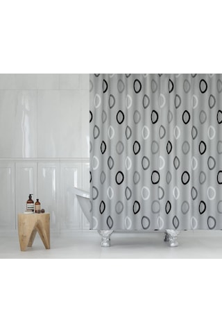 Zethome Tropik Banyo Duş Perdesi 5033 Gri Tek Kanat 1X120X200 Gri