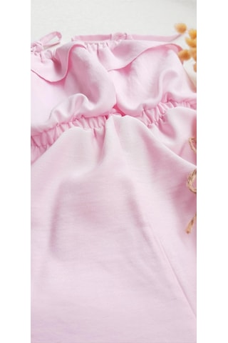 Nar Çiçeği Kız Bebek Keten İp Askılı Tulum-Pembe