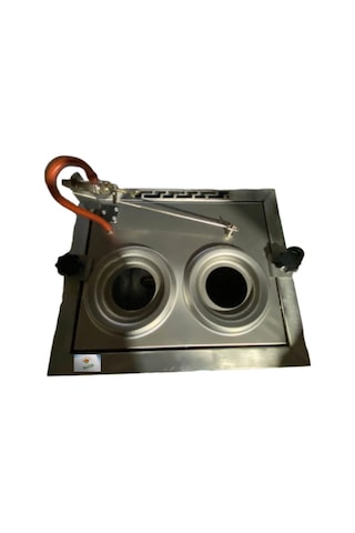 2 Gözlü Gri Boyalı Çay Ocağı Gri Çay Kazanı Elektrik + Doğalgazlı
