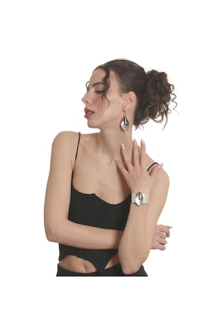 Labalaba Kadın Antik Gümüş Kaplama Antoryum Çiçeği Sallantılı Model Küpe &bileklik Set Gümüş