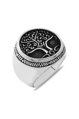Oval Tasarım Soyağacı Temalı 925 Ayar Gümüş Erkek Yüzük (531206211)