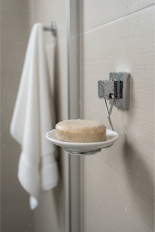 Tekno Tel Ef-266 Krom Cam Sabunluk Yapışkanlı/vidalı Deliksiz Metal Banyo Organizeri Krom