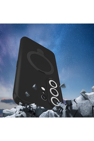 Maks Technology Tecno Camon 50 Pro Kılıf M-safe Şarj Özellikli Standlı Mkst Samara Kapak - Siyah