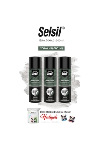 Selsil 3'lü Etiket Sökücü, 200 Ml Ve Rosie Pamuk
