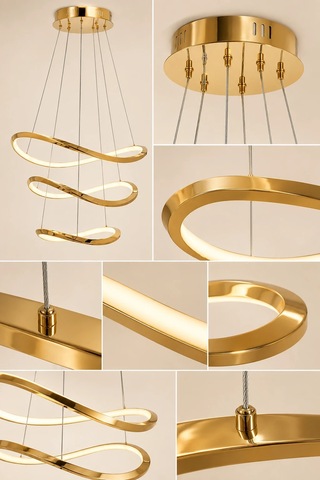 3 Katlı Modern Premium Gold 3 Renkli Ledli Sarkıt Avizesi Salon Mutfak Oturma Odası Modelleri 80w Beyaz