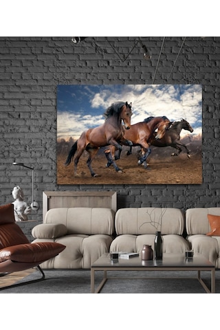 Hırçın Atlar Cam Tablo