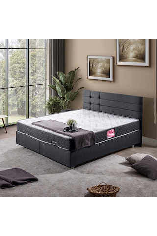 Viyana Çift Kişilik Baza Başlık Letto Yatak Seti - Antrasit 150 x 200