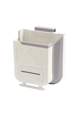 Kangvka Açılır Mekanizmalı Duvar Takılı Mutfak Çöp Kutusu, 7 Litre, Dayanıklı Konstrüksiyon, Ağır Yük Taşıma, Kolay Atım, Beyaz Ve Hafif Gri