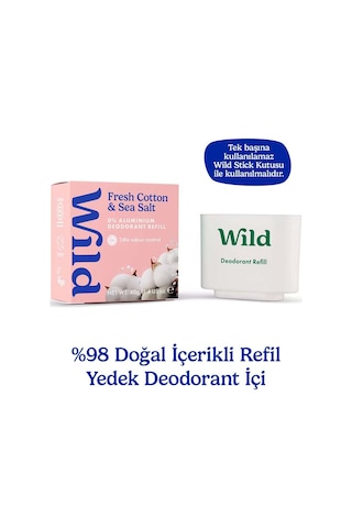Wild Refill Yedek Stick Deodorant İçi %98 Doğal Formül - Fresh Cotton & Sea Salt 40 Gr