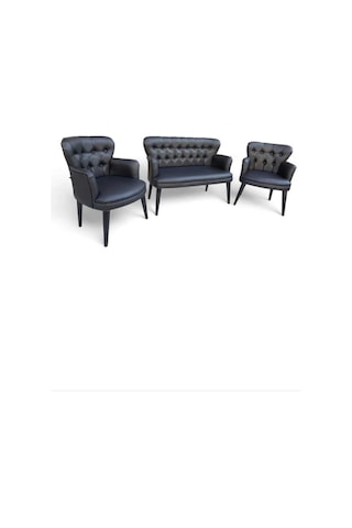 Argün Home Siyah Deri Ahşap Ayaklı Ofis Koltuk Takımı Büro Koltuk Ve Kanepeleri Deri Ofis Büro Mobilyası Siyah