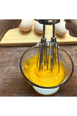 Manuel Yumurta Çırpıcı El Krankı - Paslanmaz Çelik Çırpma Teli, Gümüş Gümüş