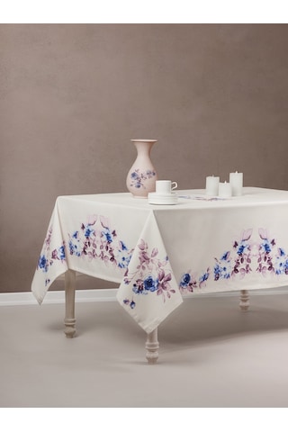 Cotton Box Pano Baskılı Masa Örtüsü Grazra Lila 170x170