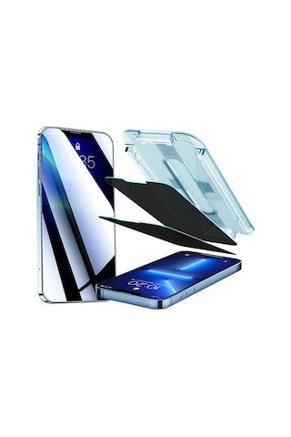 Apple iPhone Uyumlu 15 Pro Max Hayalet Ekran Koruyucu Tam Kaplayan Cam Otomatik Hizalamalı Toz Önleyici
