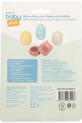 Baby Plus Oyuncaklı Yumuşak Silikon Bebek Saç Ve Vücut Yıkama Arkadaşları 4'lü