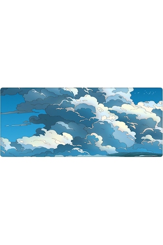 Porge Gaming Mouse Pad 70x30 Mouse Pad Xl Büyük Oyuncu Mouse Pad Speed Bulut Mousepad Blue Cloud, 70x30 Cm 3mm Kalı
