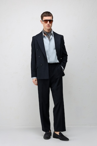 Antioch Relaxed Fit Çizgili Erkek Takım Elbise Lacivert