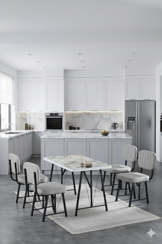 Elfin 70x110cm Sabit Efes Yemek Masası, Yemek Masası Takımı, Mutfak Masası, 4 Gri Sandalye Gri