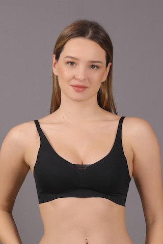 Cotonhause Kadın Lazer Kesim İnce Süngerli Desteksiz Siyah Crop Sütyen C3t3n6o110 001