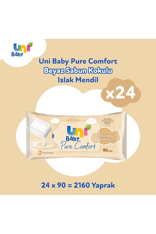 Uni Baby Pure Comfort Beyaz Sabun Kokulu Islak Mendil 24'lü